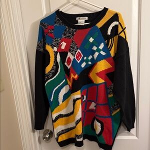 In Living Color PAC- MAN Abstract Knitted Sweater